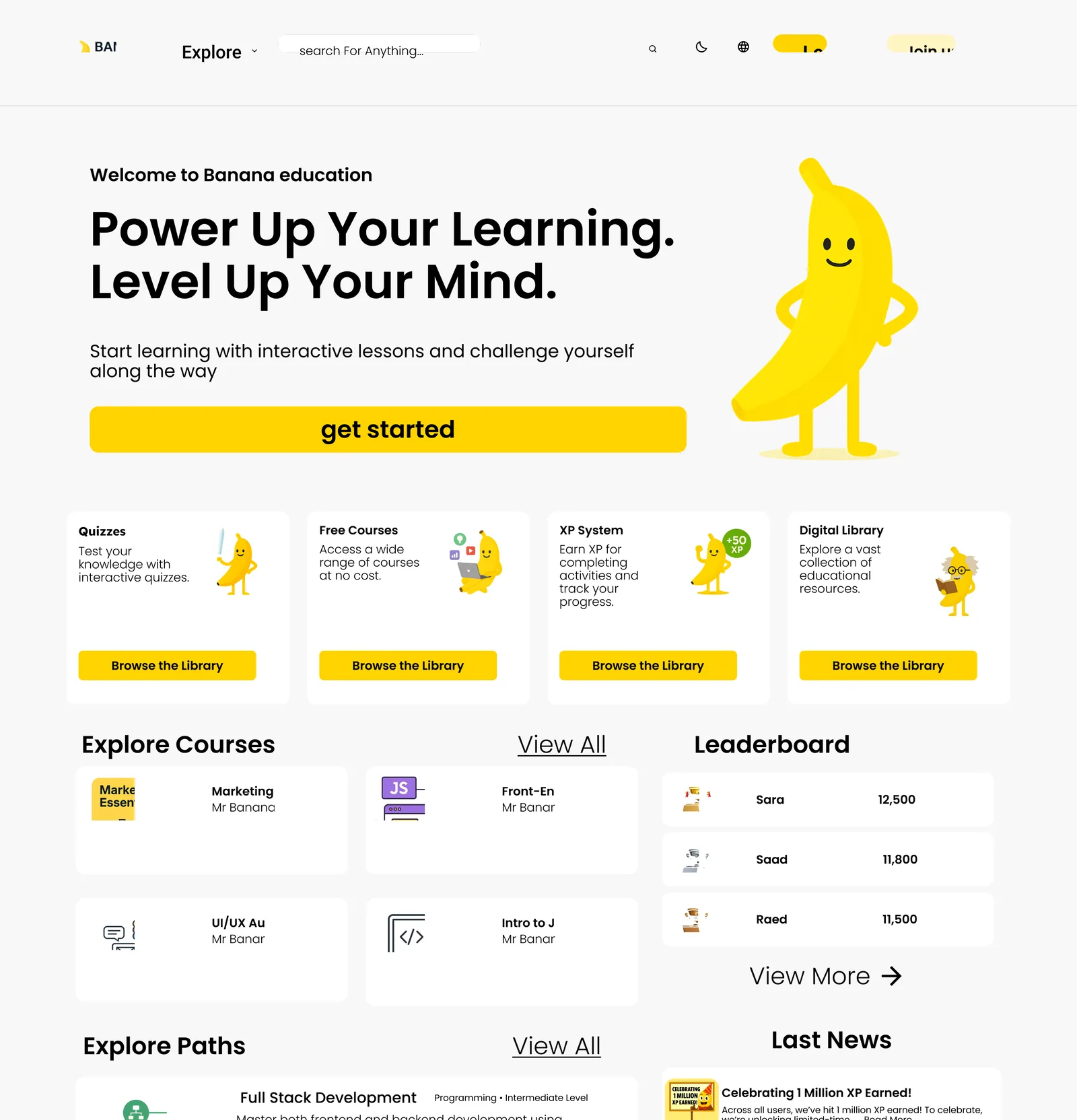 Home for a signed-in learner