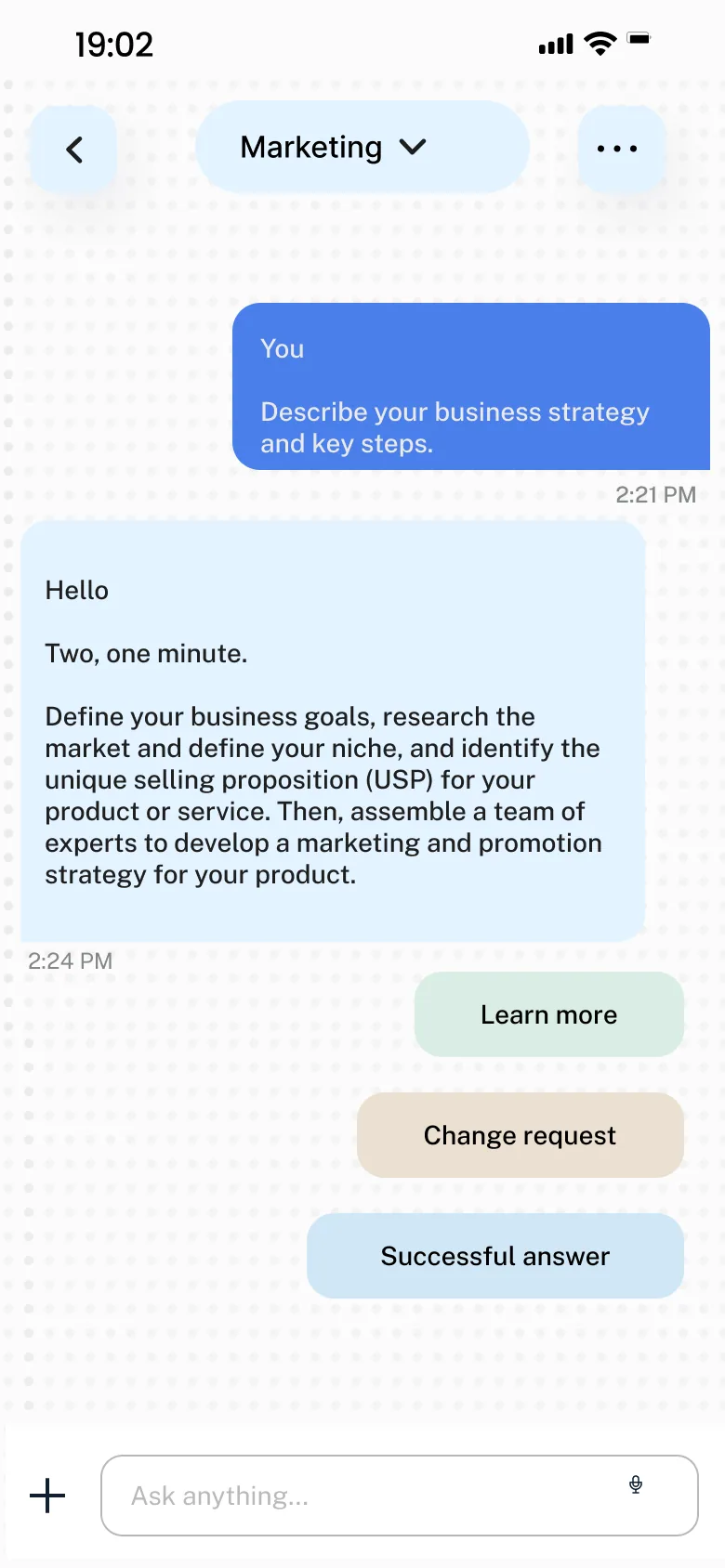 Chat with category switcher