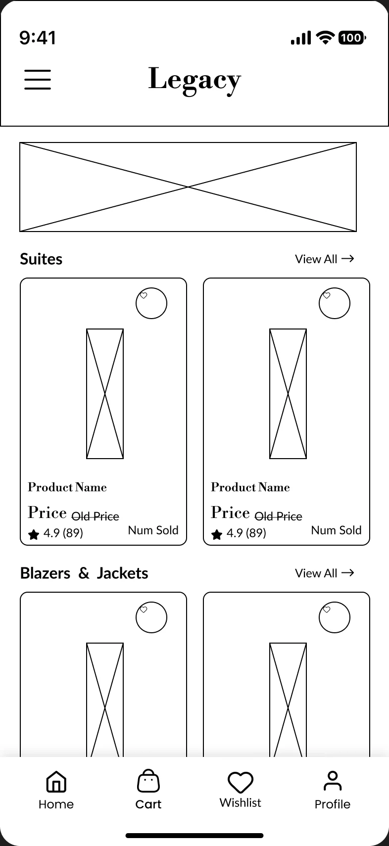 Wireframe: home