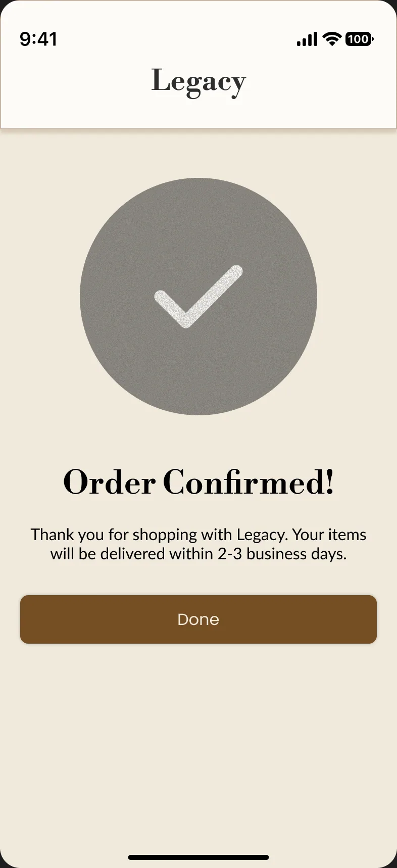 Order confirmed